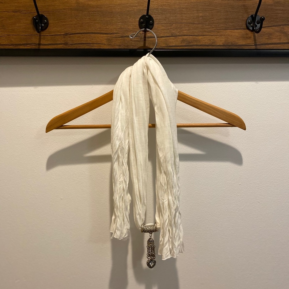 White jeweled scarf